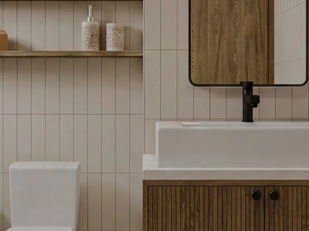 Bathroom mosaic tile application